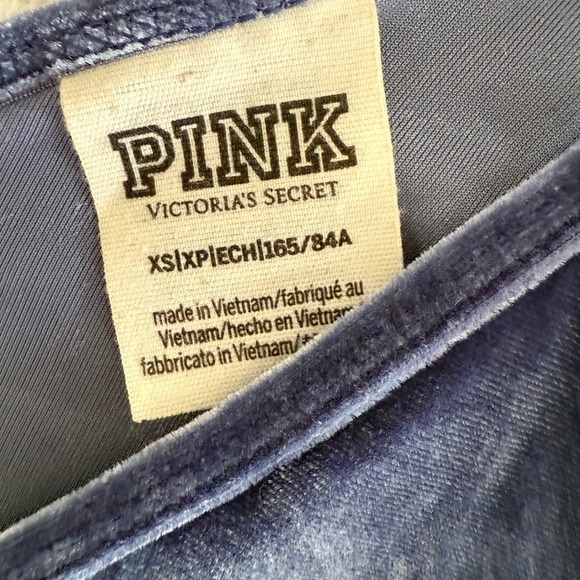 Y2K PINK Victoria's Secret Blue Velvet Cami Top XS/XP Cropped Sleeveless - Picture 4 of 14